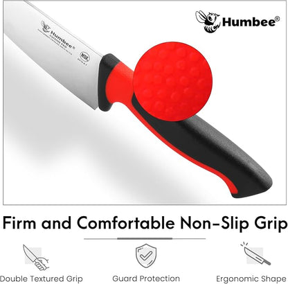 6-Inch Chef Knife, NSF Certified Razor-Sharp High Carbon Stainless Steel Blade – Ergonomic Color Coded Handle, Non-Slip Grip Kitchen Knife, DT-10 Series, Red