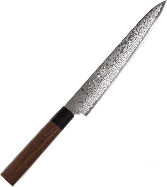 Japanese Sujihiki Knife Damascus ZA18 69 Layer Octagonal Walnut Handle, Slicer 9.5-inch (240mm)