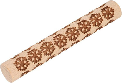 HARFINGTON Wood Clay Roller 4" Snowflake Pattern Rolling Pins Wood Rollers Pottery Tools Wood Grain Texture Rollers for Clay Baking Dough Playdough DIY