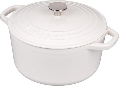 VORRINGARD Enameled Cast Iron Dutch Oven Pot with Lid, for Bread Baking, Round Bread Oven- include Sourdough Bread Baking Supplies Set, 4.5QT, White