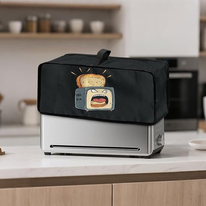 Slim Toaster 2 Slice Compact Thin Cover for 2 Slice Slim Toaster Funny Bread Print Dust Covers for Kitchen Appliances, Easy to Fold and Carry Water-Resistant