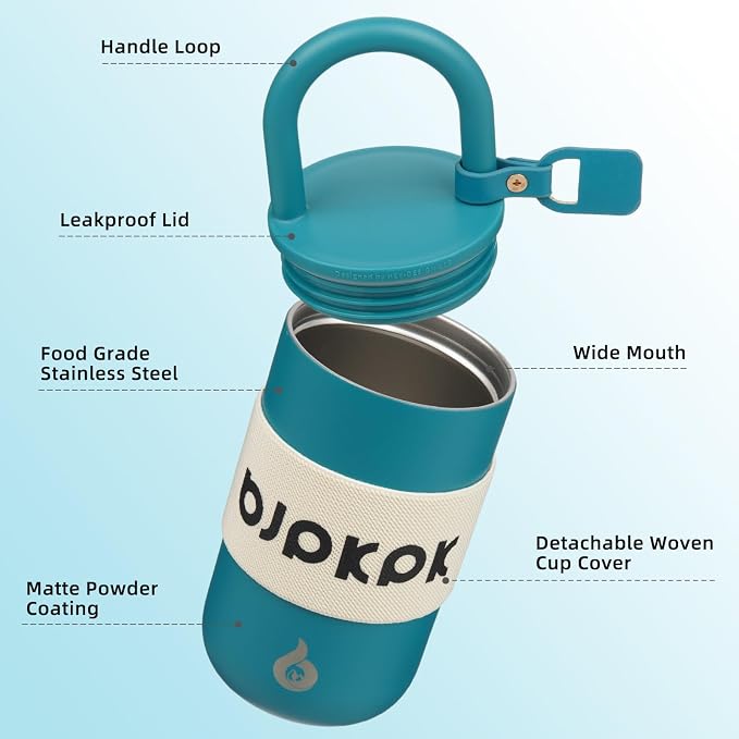 BJPKPK 13oz Tumbler With Lid And Handle Insulated Tumblers Cup Stainless Steel Coffee Mug,Laguna