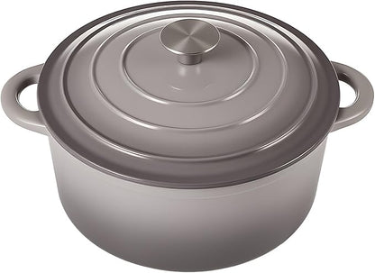 Miereirl 6 Quart Enameled Dutch Oven Pot with Lid, Cast Iron Dutch Oven with Dual Handles for Bread Baking, Cooking, Non-stick Enamel Coated Cookware, Grey