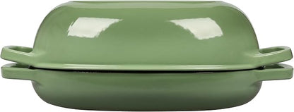 EDGING CASTING Enameled Cast Iron Oval Dutch Oven Pot with Lid, Dutch Oven for Sourdough Bread Baking, Bread Oven, Bread Dutch Oven, Oval Bread Pan, 5qt, Pistachio Green