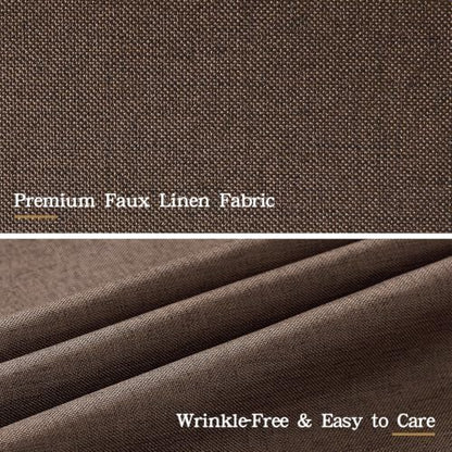 Furlinic Brown Shower Curtain No Hook Scalloped Waterproof Fabric W48 x H75
