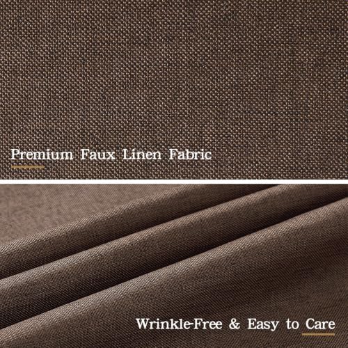 Furlinic Scalloped Shower Curtain No Hook Brown Waterproof W78 x H75 Fabric