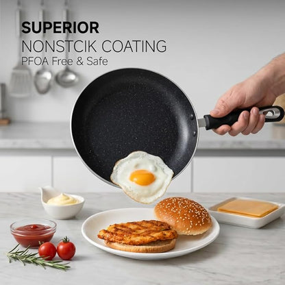 Frying Pan 3-Piece Set, Nonstick Skillet Set for Induction Cooktop, Frying Pan Nonstick 8 Inch+9.5 Inch +11 Inch with Bakelite Handles, PFOA Free(Black)