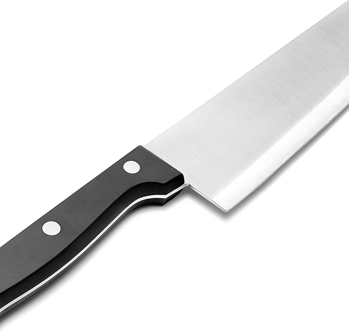 8-Inch Chef Knife – Full Tang Razor-Sharp High Carbon Stainless Steel Blade – Hollow Grind Edge – Ergonomic Grip Handle – Professional Kitchen Knife, Black