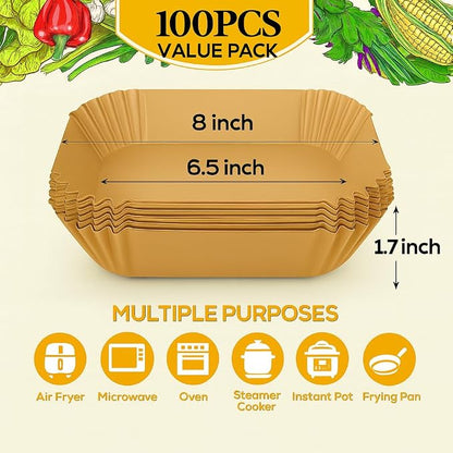 BYKITCHEN Small Air Fryer Disposable Paper Liners for 2 to 5QT Airfryer, Mini Air Fryer Parchment Paper Liners, Compatible with CHEFMAN 2 QT, Cosori 2.1 QT, Dash, Instant Pot Mini Airfryer