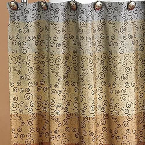 Zahari Home 13pc Miramar Bathroom Shower Curtain Sets Shower Curtain & 12 Shower Bathroom Hooks Modern Classic Luxury Contemporary Decor Multi Color Shower Curtain Set