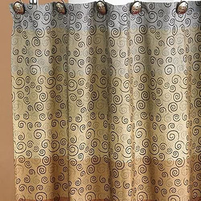Zahari Home 13pc Miramar Bathroom Shower Curtain Sets Shower Curtain & 12 Shower Bathroom Hooks Modern Classic Luxury Contemporary Decor Multi Color Shower Curtain Set