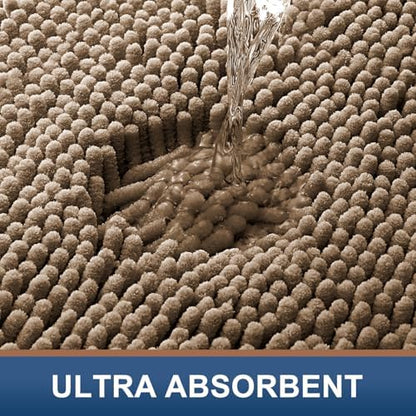 Smiry Bathroom Rugs 24X16, Luxury Chenille Extra Soft Absorbent Bath Mat