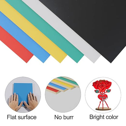 6 Pack Pre-Painted Colored Plywood Sheets, 11.7"x8.27"x1/8" (3mm) Basswood Boards for Laser Cutting, Engraving, DIY Crafts, Home Décor & Model Making (6 Mixed Colors)