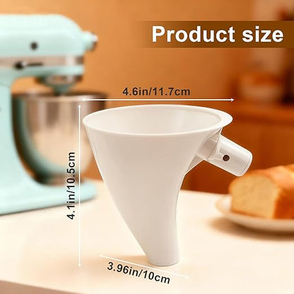 Flour Funnel for Kitchen Aid 5 Qt Tilt-Head Mixer, Easy Pour No-Mess Attachment for Flour, Sugar, and Egg Liquid, Food-Grade Plastic Baking Accessory Compatible with KSM150 (Black)