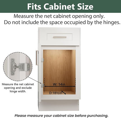 LOVMOR 2 Tier Individual Pull Out Cabinet Organizer 14" W x 18" D, Slide Out Kitchen Cabinet Storage Sliding Shelves