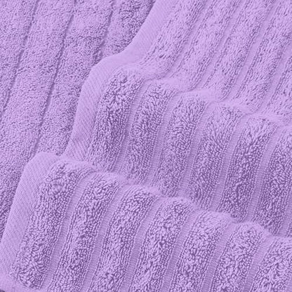 Elegant Comfort 100% Turkish Cotton Corduroy Ribbed Luxury Bath Towels 6-Piece Set, Premium Feel - Quick Dry, Highly Absorbent, Contains 2 Bath Towels, 2 Hand Towels, and 2 Washcloths, Lilac