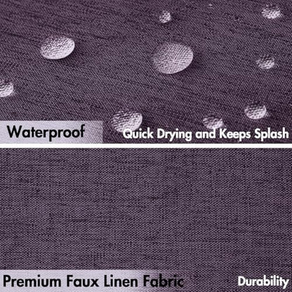 MIULEE Linen Fabric Shower Curtain Purple W72*L72 12 Metal Hooks