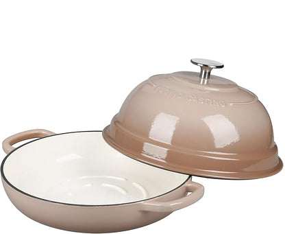 EDGING CASTING Enameled Cast Iron Dutch Oven Pot with Lid, Round Bread Oven for Homemade Sourdough Bread Baking, 6 Quart, Mocha
