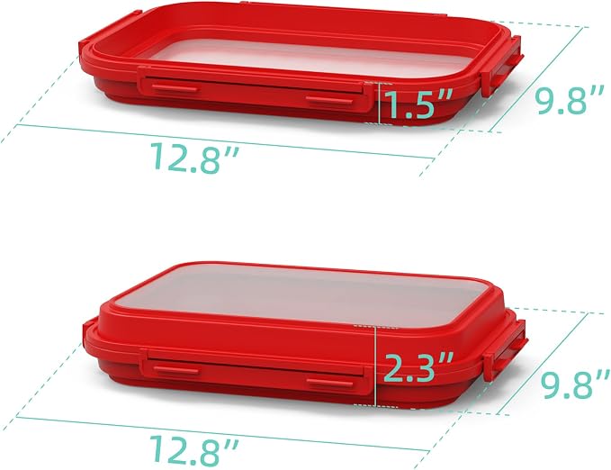 2 Pack Silicone Food Fresh-Keeping Storage Containers with Lid, Dual-Shape Design, BPA-Free, Leakproof Lock Clips, Versatile Fridge Storage Containers, Space Saving & Expandable