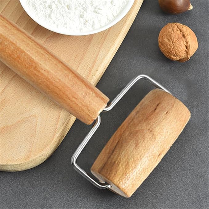 Small Rolling Pin, Wooden Dough Roller, Non-Stick Pizza Roller, Dough Baker Roller Set for Home Kitchen Baking Cooking,Multifunction Craft Clay Roller, Easy to Handle(7cm/2.75inch), Brown