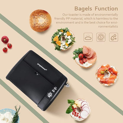 Long Slot Toaster 2 Slice Toaster with 6 Shade Settings, Bagel/Cancel, Extra Wide Slots, Removable Crumb Tray, for Bagels, Waffles, Breads, Puff Pastry, Snacks (2-Slice, Black)
