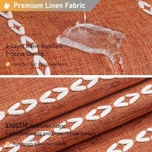 BTTN 72x78 Long Farmhouse Linen Heavy Duty Shower Curtain, Burnt Orange