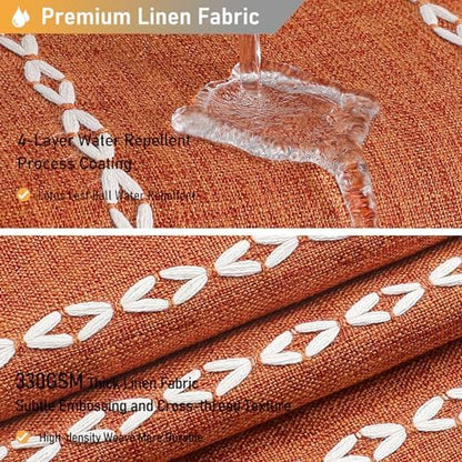 BTTN 72x84 Long Farmhouse Linen Heavy Duty Shower Curtain Set, Burnt Orange
