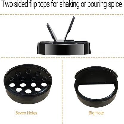 12 Pack 16 oz Clear Plastic Spice Jars With Black Plastic Lids, Spice Bottles, Seasoning Containers with Chalk Labels, Pen, Spices Containers For Kitchen Cabinet