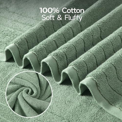 REDKISS Luxury Bath Towels Set of 4, 35x70 in, Highly Absorbent & Quick Dry, Super Soft Extra Large Premium Thick Cotton Green Bath Sheets for Shower, Hotel, Bathroom, Spa
