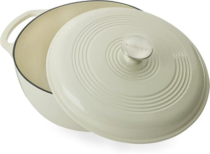 Mercer Culinary Enameled Cast Iron Round Dutch Oven, 6 qt., White