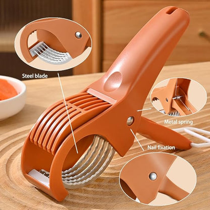 Grape Cutter Banana Slicer Cutter - All-in-One Kitchen Gadget for Fruits & Vegetables, Perfect as Banana Slicer & Strawberry Slicer, Safe for Kids & Dishwasher Safe (Orange)