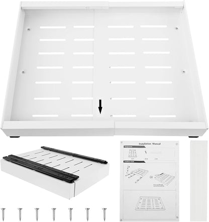 Expandable Cabinet Organizer - Quiet Sliding Pull Out Shelves 12.6"-20.5" for Kitchen (White)