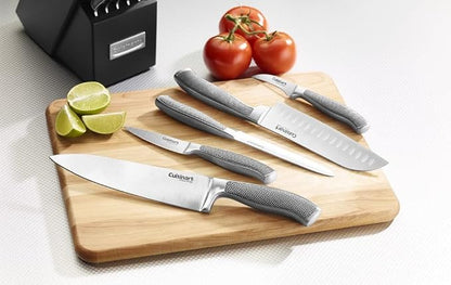 CUISINART Block Knife Set, 15pc Cutlery Knife Set with Steel Blades for Precise Cutting, Lightweight, Stainless Steel, Durable & Dishwasher Safe,C77SS-15P