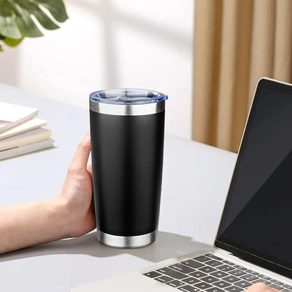 20oz Tumbler with Lid Double Wall Vacuum Insulated Travel Coffee Mug Stainless Steel Thermal Cup Powder Coated Sturdy Coffee Tumbler Bulk for Hot and Cold Beverages (Multicolor-2,6)