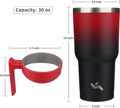 Konokyo 30 oz Tumbler with Handle and 2 Straw 2 Lid, Insulated Water Bottle Stainless Steel Vacuum Cup Reusable Travel Mug,Mystic Moon