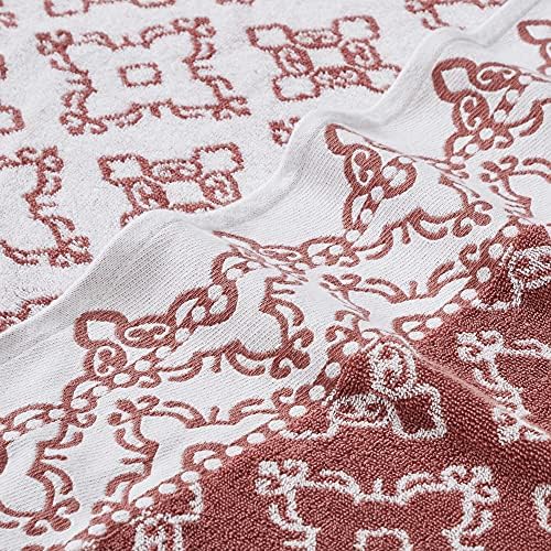 Modern Threads Charlize 6-Piece 100% Cotton Towel Set – Reversible Yarn Dyed Jacquard & Solid – Includes 2 Bath Towels, 2 Hand Towels, 2 Washcloths – Absorbent, Quick Dry, Soft & Durable – Clay