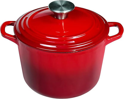 Flavehc Dutch Oven Pot with Lid 2.8 Qt Cast Iron Dutch Oven for Bread Baking, Red Enameled Cast Iron Soup Pot, Small Deep Dutch Oven for Soup, Stews & Small Family Meals