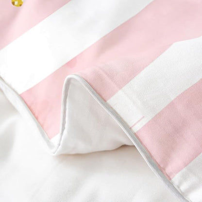 Ballet Shoes 100% Natural Cotton Duvet Cover Set King Size Pink White Stripes Comforter Cover with 2 Pillowcases Glitter Polka Dot Pattern Bedding Set for Bedroom Birthday Gifts(No Filler)