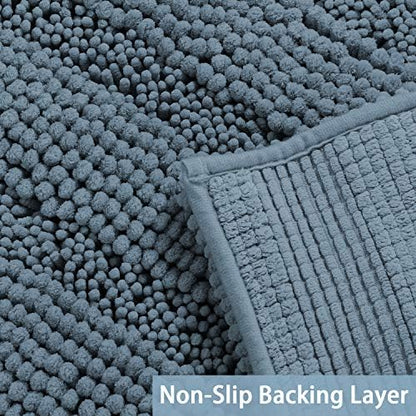 2 Piece Bathroom Rug Set with Toilet Mat, Soft Absorbent Chenille, Non-Slip