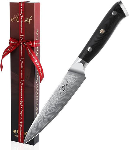 5-inch Peeler, Professional Kitchen Knife, 67-layer Damascus VG-10 Steel Core, Wood Grain G10 Handle, Comes with Gift Box(5-inch Multipurpose Knife)