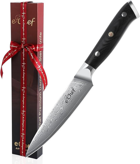 5-inch Peeler, Professional Kitchen Knife, 67-layer Damascus VG-10 Steel Core, Wood Grain G10 Handle, Comes with Gift Box(5-inch Multipurpose Knife)