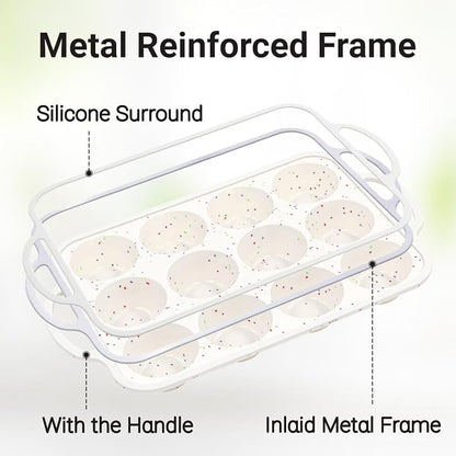Silicone Muffin Pans for Baking, Metal Reinforced Frame 12 Cups Regular Size Silicone Cupcake Pan Nonstick Muffin Tin for Baking Muffin, Cupcake, Frittatas,BPA Free, Silicone Molds Dishwasher Safe