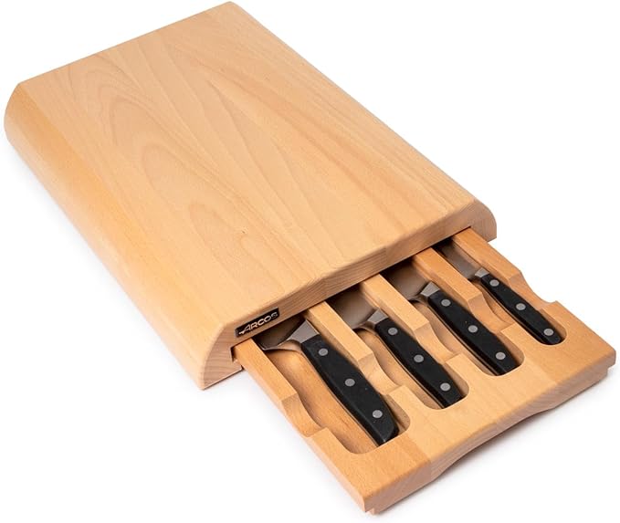Arcos Forged Knife Set 4 Pieces for Drawer. NITRUM Forged Stainless Steel - Ergonomic Polyoxymethylene POM Handle. Series Manhattan. Color Black