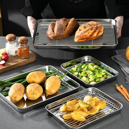 Non Stick Roaster Pan Turkey Roasting Pan with Rack Broiler Pan for Hams Chickens 14.1"* 10.6"*0.78"