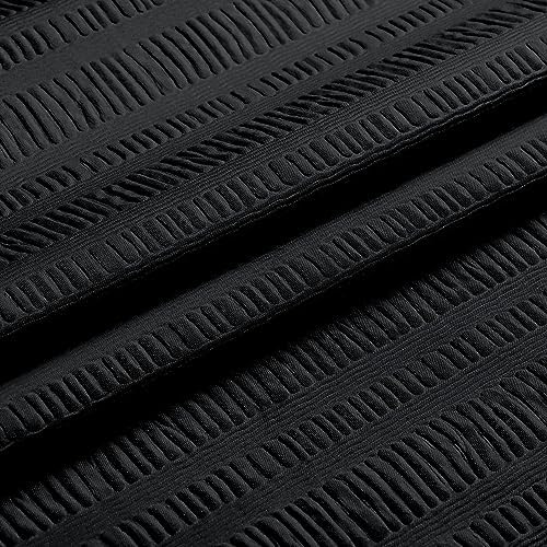 Aiyufeng Moga 3D Embossed Waterproof Fabric Shower Curtain - Hotel Quality Soft Black Shower Curtain Fabric, Light-Weight Cloth & Machine Washable - Standard Size 72x72, Black