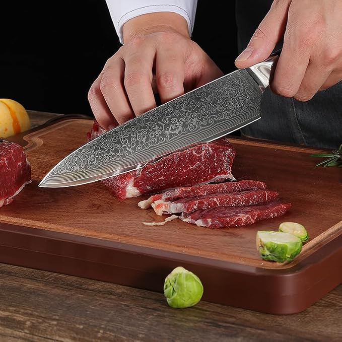 Chef Knife 8 inch -Japanese VG10 Steel 67 Layer Damascus Chef Knife-Razor Sharp Kitchen Knife Ergonomic G10 Handle with Sheath