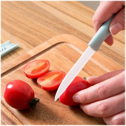 6 Pack Ceramic Paring Knife with Knife Cover, Lightweight Ceramic Knives, Fruit and Vegetable Small Knife (Blue)