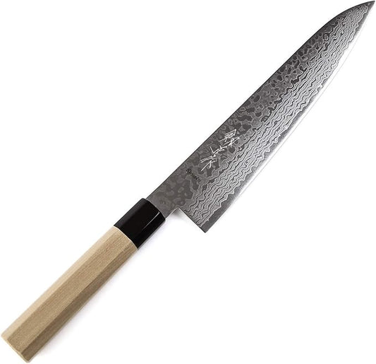 Japanese Chef Knife Damascus ZA18 69 Layer Octagonal Magnolia Wood Handle, Gyuto 9.5-inch (240mm)