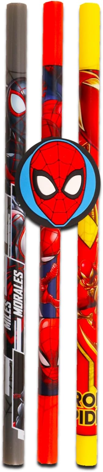 Spiderman Tumbler Cup Set for Kids - Bundle with Spiderman Cup with Lid Plus Spiderman Straws, Stickers, More | Spiderman Party Supplies for Kids, Toddlers