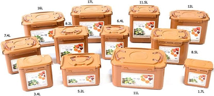 e-jen Premium Kimchi, Sauerkraut Container Probiotic Fermentation with Inner Vacuum Lid (Earthenware Brown, 1.9 gal/ 7.4L)